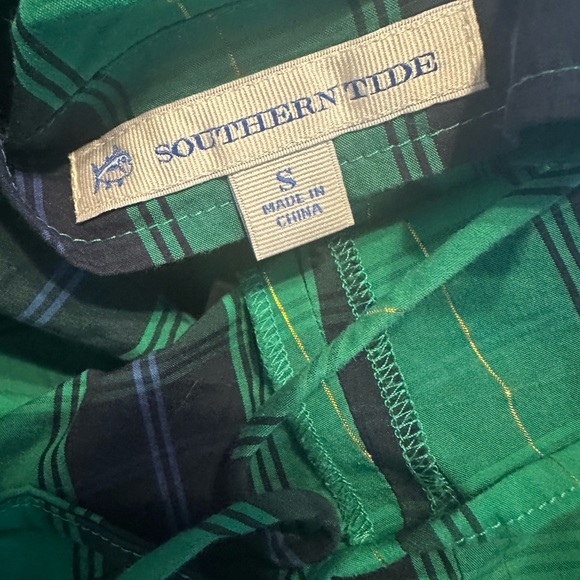 Southern Tide Tie Front Women's Marlena Top Shirt Blue Green Plaid S - Picture 4 of 5